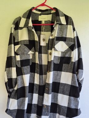 Black & White Buffalo Check Teddy Jacket